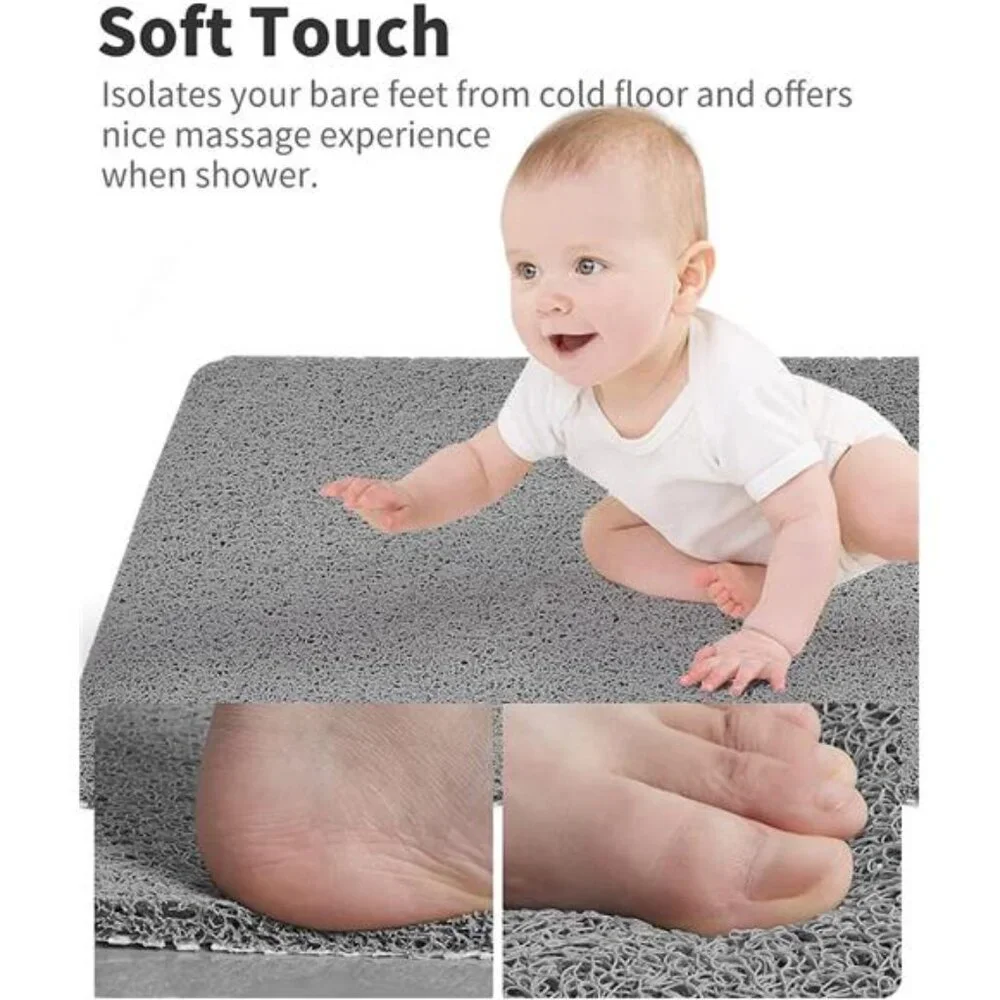 Non Slip Shower Mat Bath Mat Quick Drying Bathroom Floor Mat Textured Grey